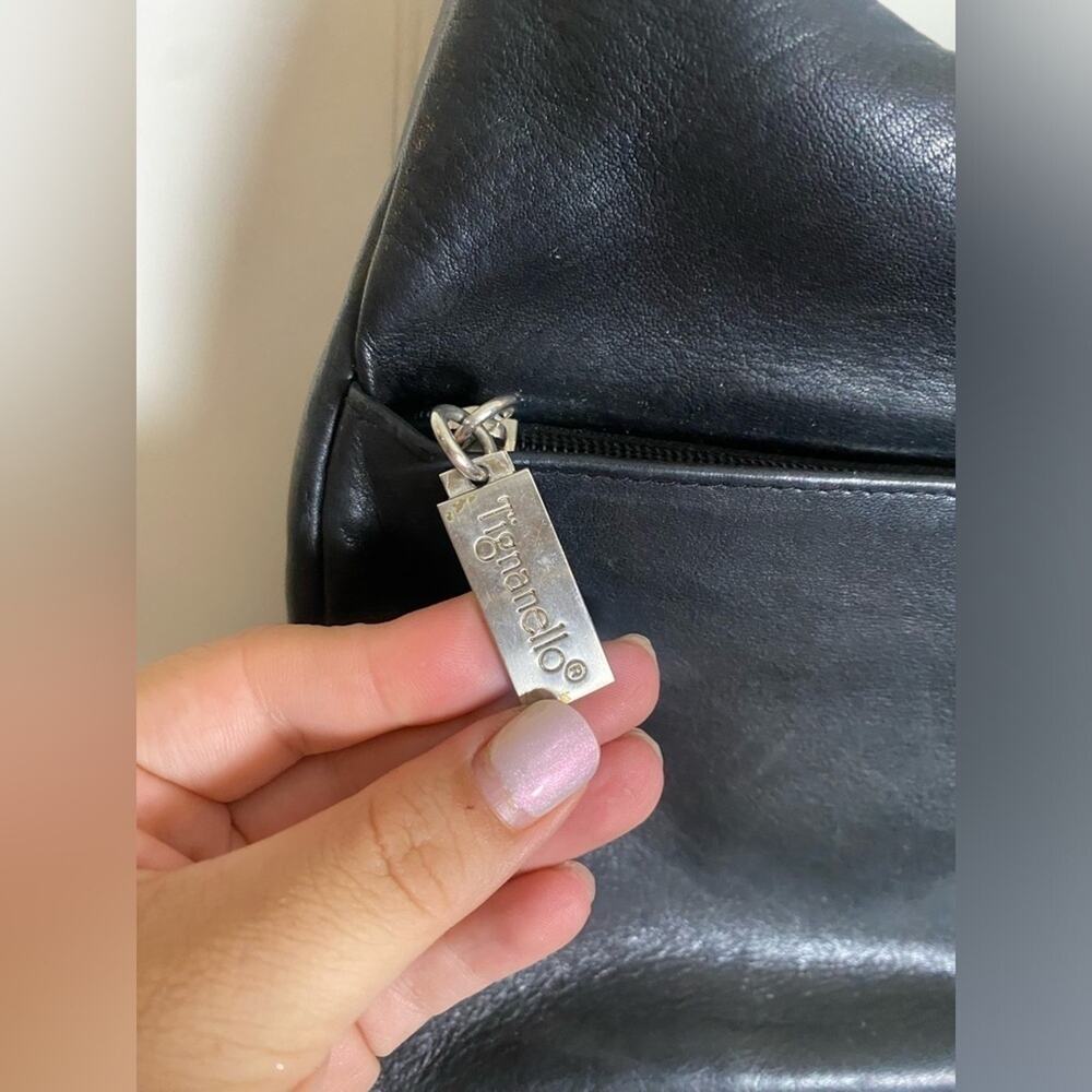 Tignanello Solid Black Leather Shoulder Bag One W… - image 3